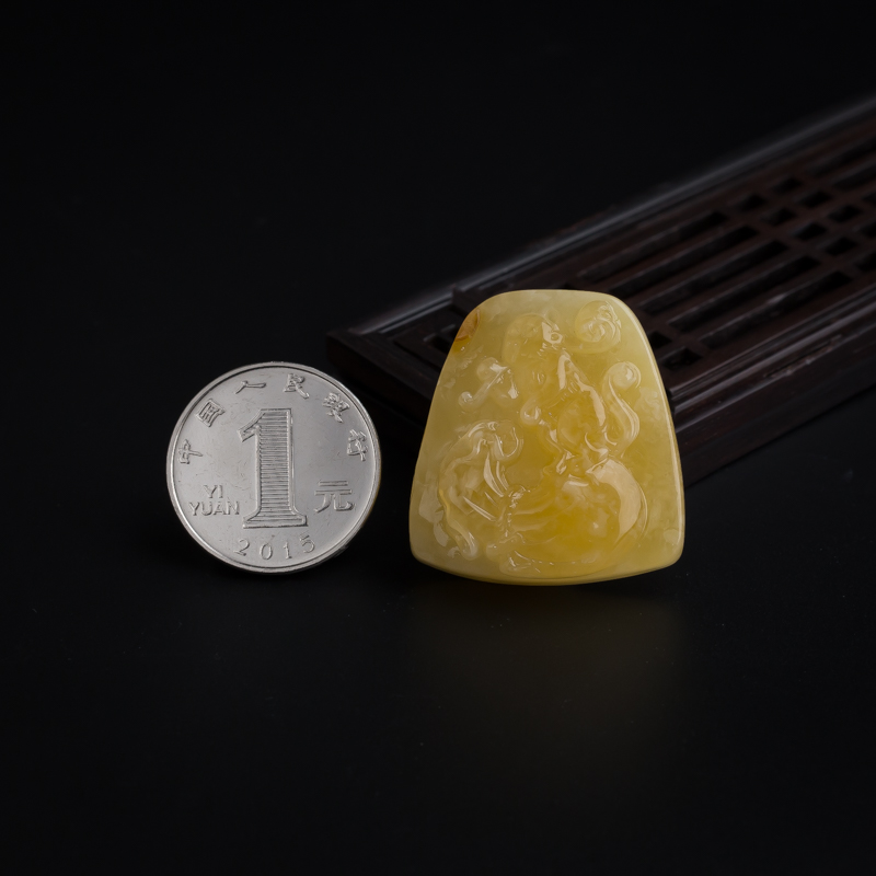 满蜜鸡油黄蜜蜡吊坠-红掌柜