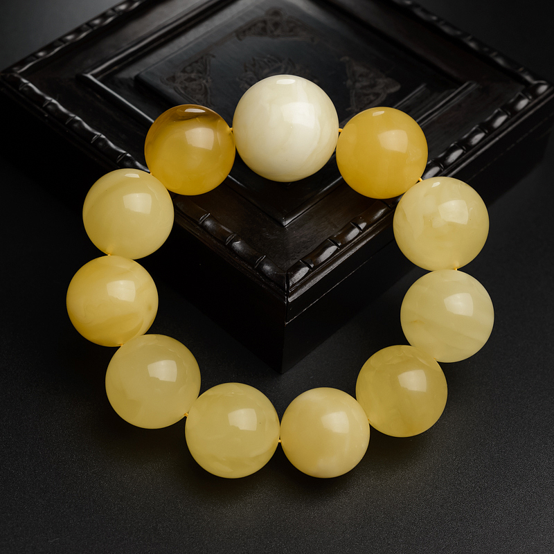 黄白蜜蜜蜡手串-红掌柜