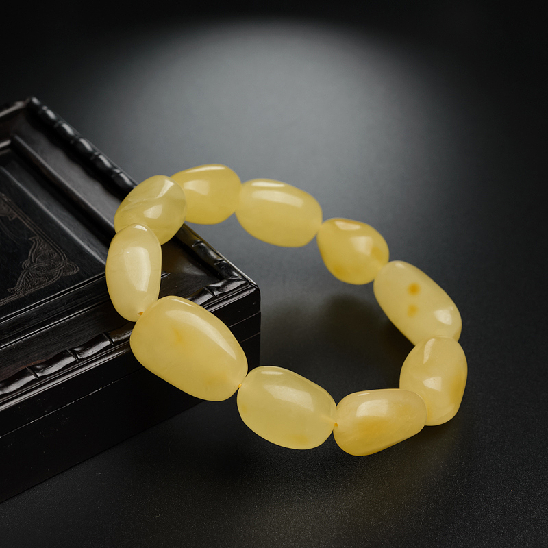 柠檬黄蜜蜡随形手串 - 红掌柜