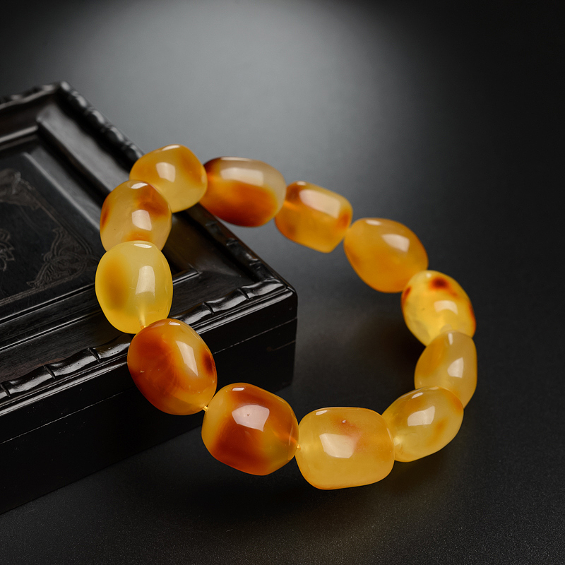 鸡油黄蜜蜡手串-红掌柜