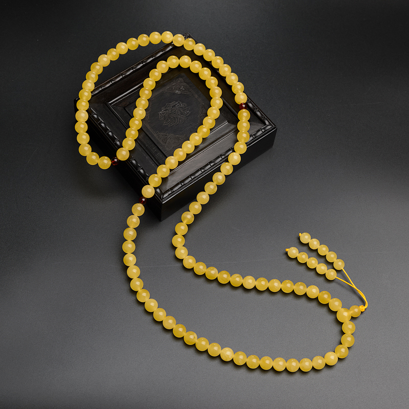 鸡油黄蜜蜡108颗佛珠-红掌柜