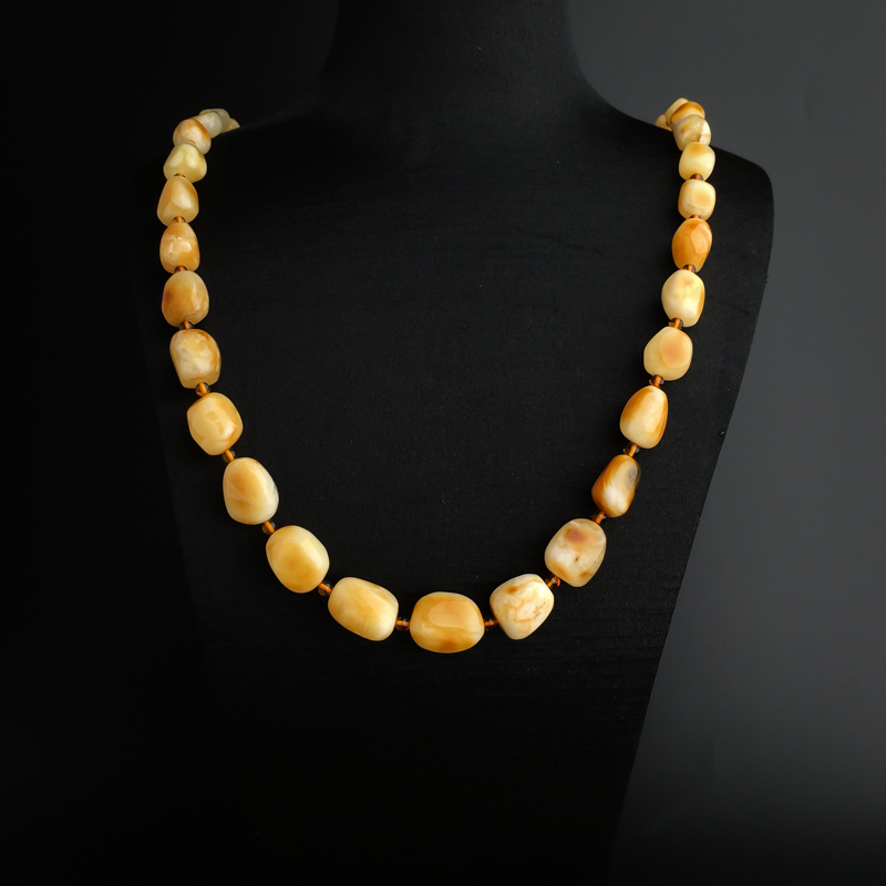 波罗的海天然白花蜜蜜蜡随形项链 - 红掌柜