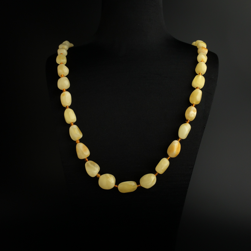 天然白花蜜蜜蜡随形项链 - 红掌柜