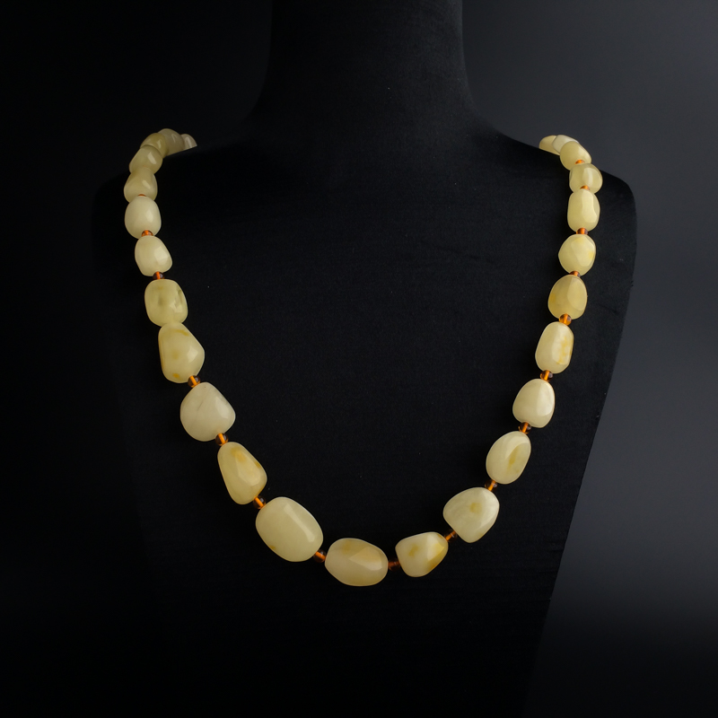 柠檬黄蜜蜡随形项链-红掌柜