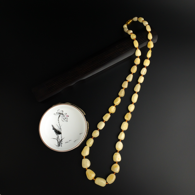 柠檬黄蜜蜡项链-红掌柜