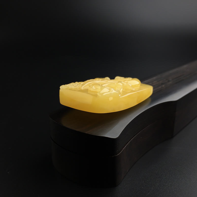 鸡油黄蜜蜡双宿双栖吊坠-红掌柜