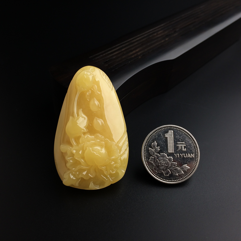 鸡油黄蜜蜡吊坠-红掌柜