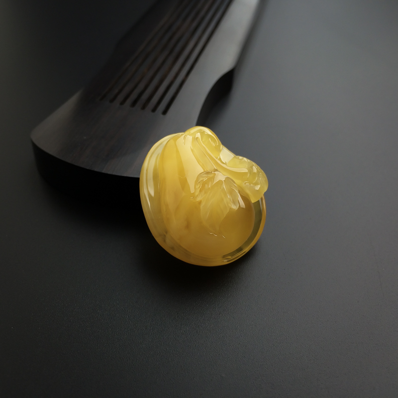 天然鸡油黄蜜蜡福瓜吊坠-红掌柜