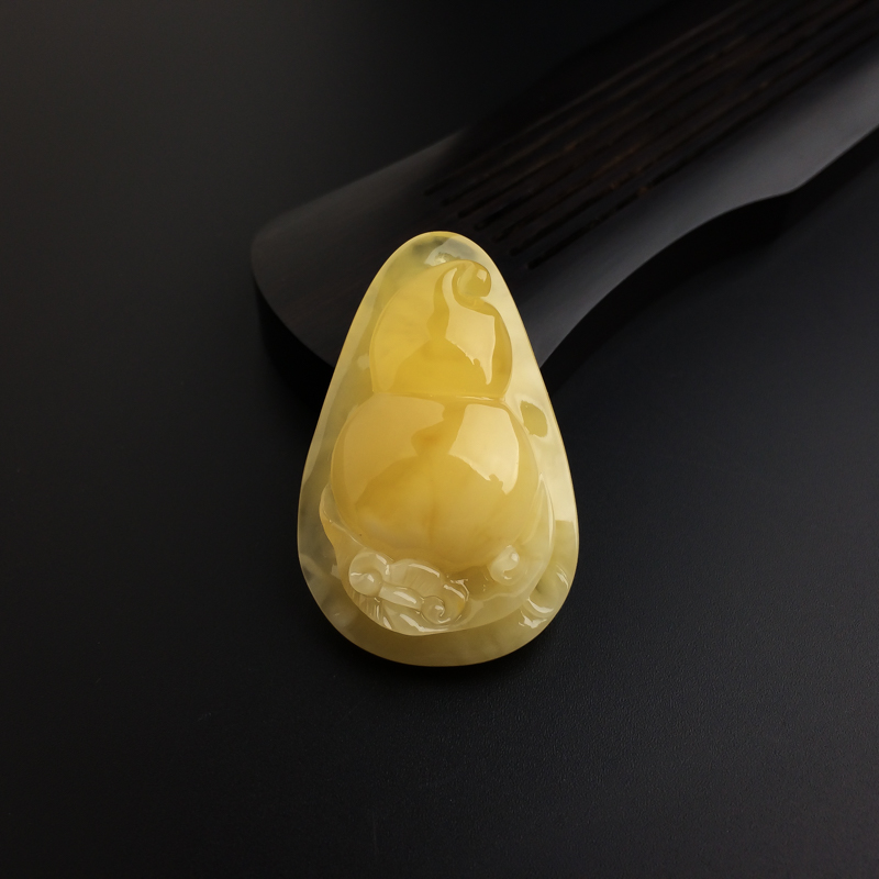 波罗的海天然鸡油黄蜜蜡葫芦吊坠-红掌柜