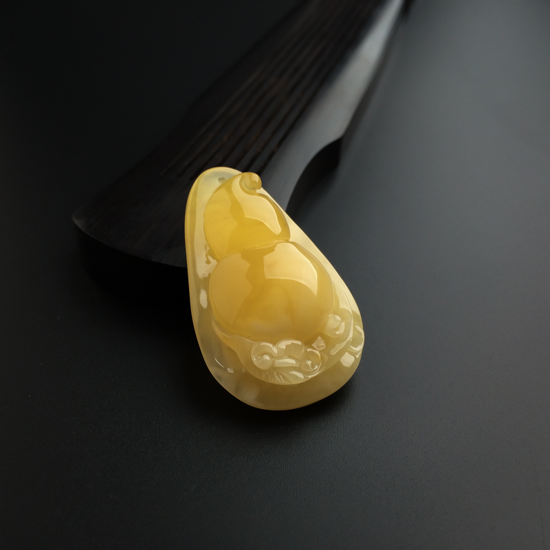 天然鸡油黄蜜蜡葫芦吊坠-红掌柜