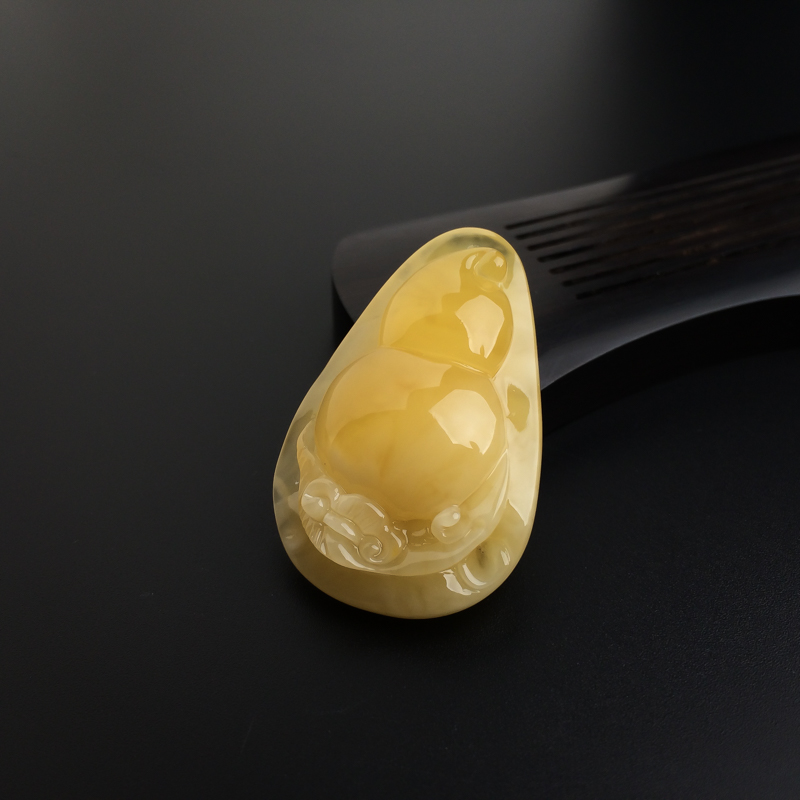 波罗的海鸡油黄蜜蜡葫芦吊坠-红掌柜