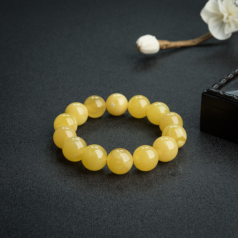 鸡油黄蜜蜡手串 - 红掌柜