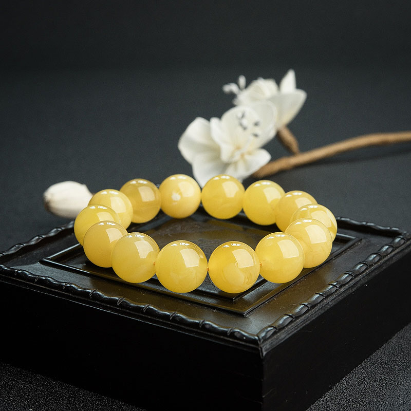 波罗的海14.5mm鸡油黄蜜蜡手串 - 红掌柜