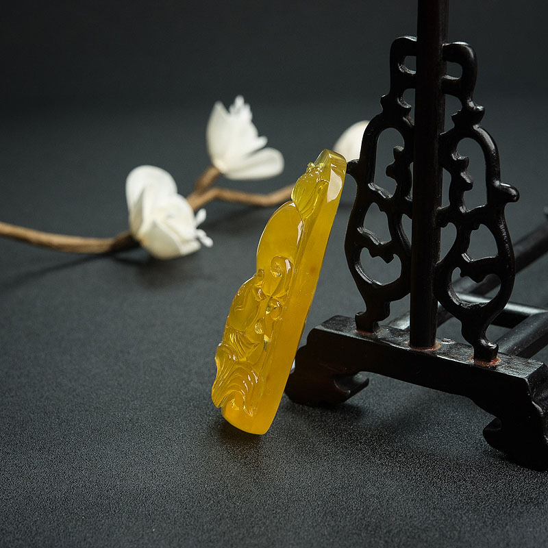 俄罗斯鸡油黄金绞蜜连年有余吊坠 - 红掌柜