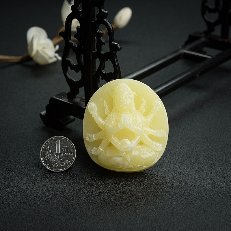 天然蜜蜡千手观音吊坠 - 红掌柜