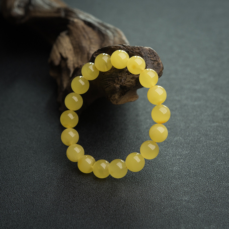 10mm鸡油黄蜜蜡手串-红掌柜