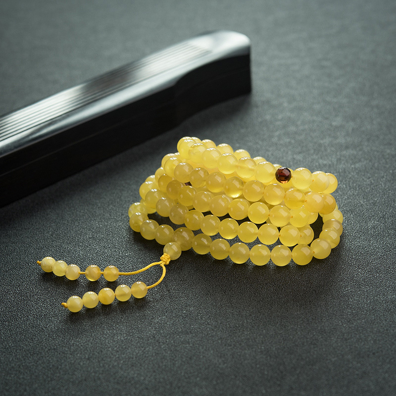 鸡油黄金绞蜜108佛珠-红掌柜