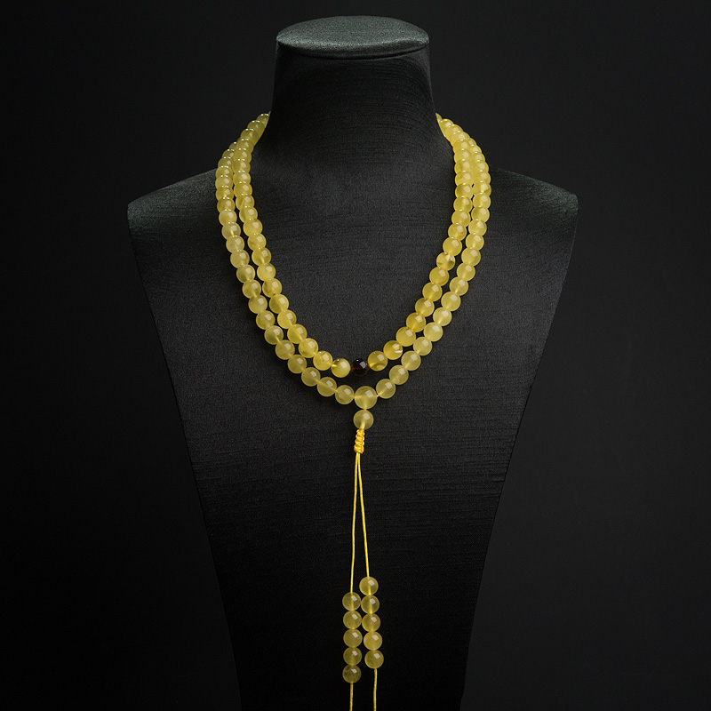 8mm鸡油黄金绞蜜108佛珠-红掌柜