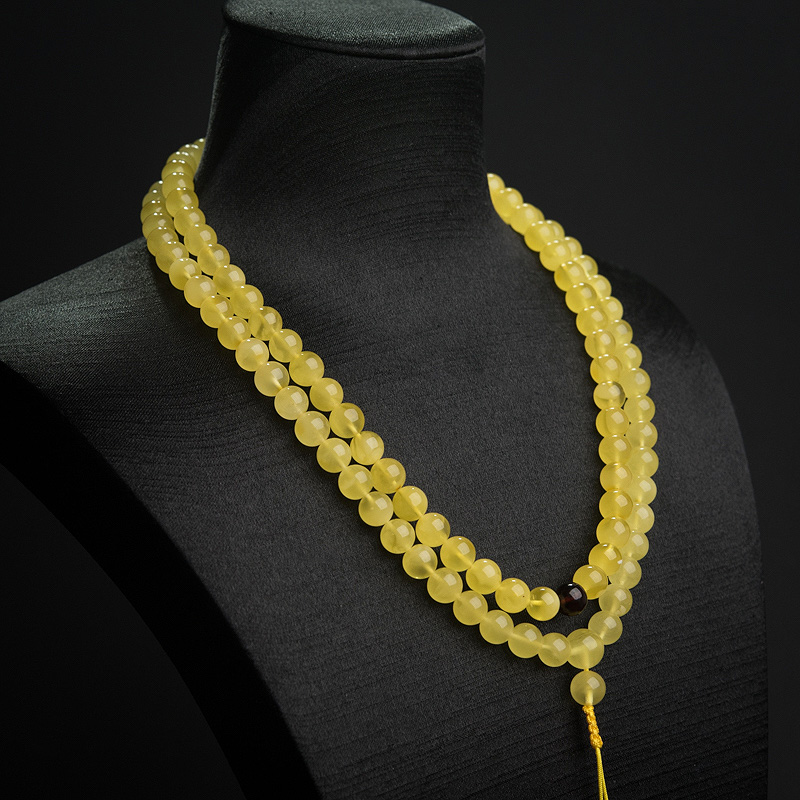 8mm鸡油黄蜜蜡108佛珠-红掌柜