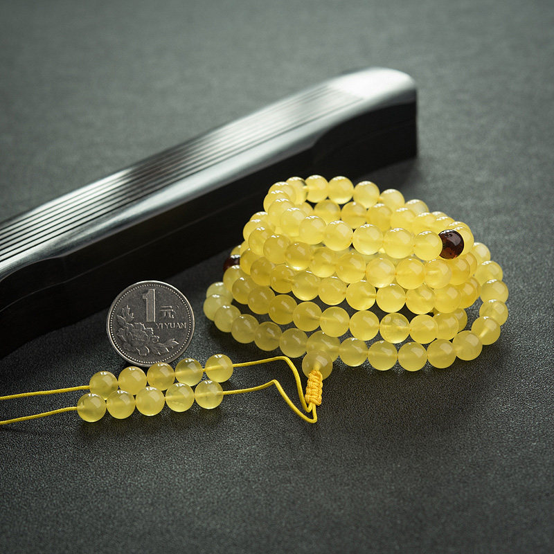 鸡油黄蜜蜡佛珠-红掌柜