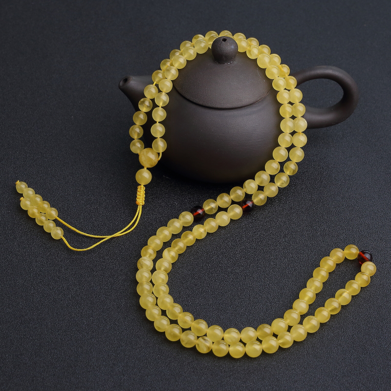 天然鸡油黄金绞蜜108佛珠-红掌柜