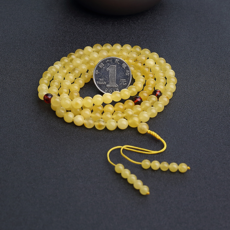 鸡油黄金绞蜜108佛珠-红掌柜