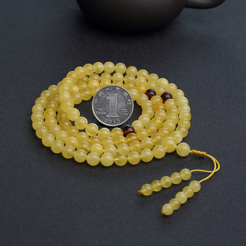 鸡油黄金绞蜜108佛珠-红掌柜