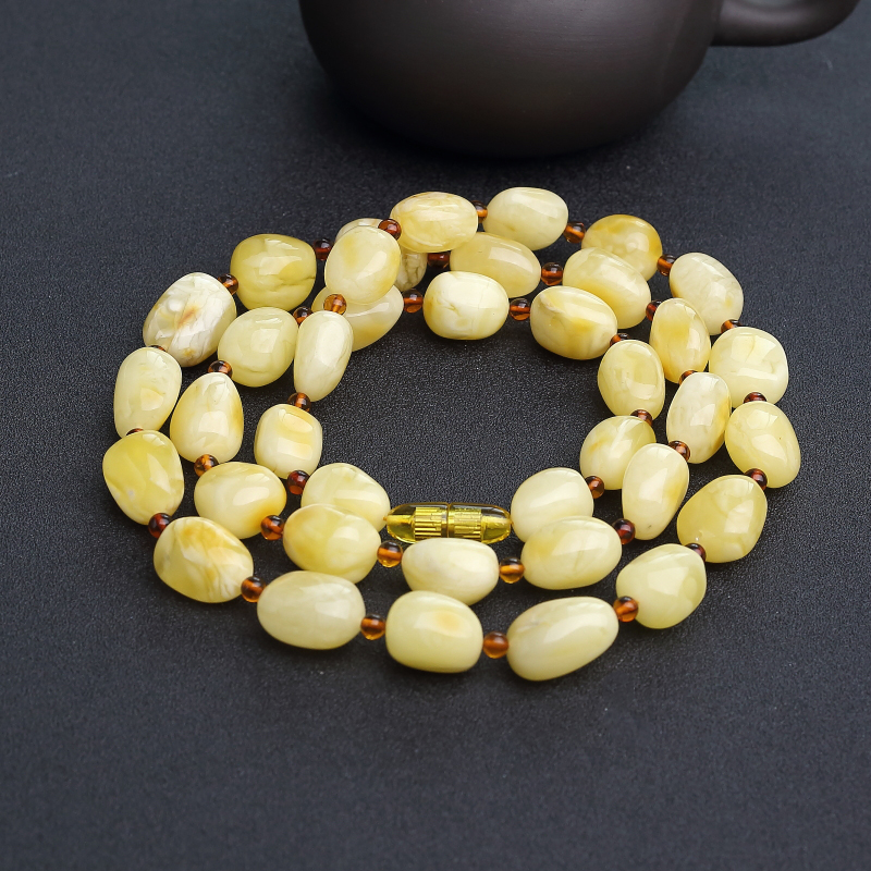 波罗的海白花蜜蜡随形项链-红掌柜