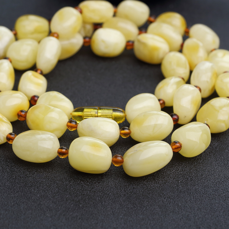 白花蜜蜡随形项链-红掌柜