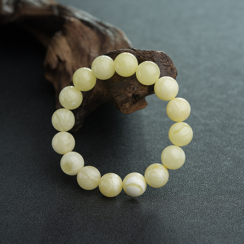 波罗的海12mm白花蜜蜡单圈手串-红掌柜