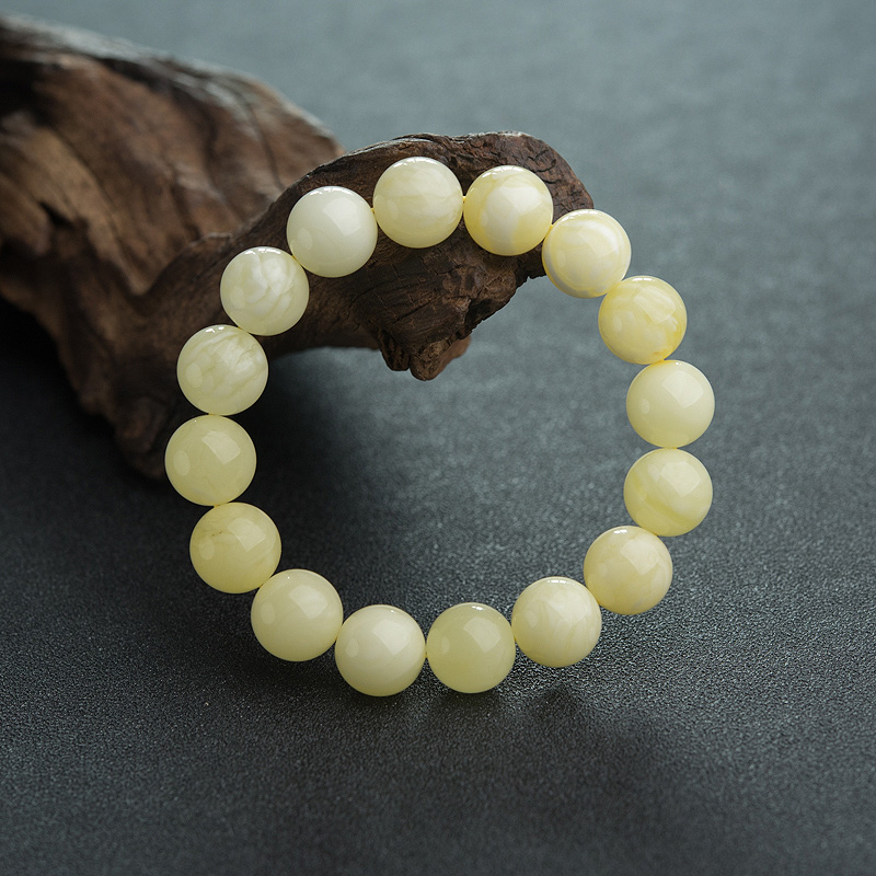 白花蜜蜡单圈手串-红掌柜