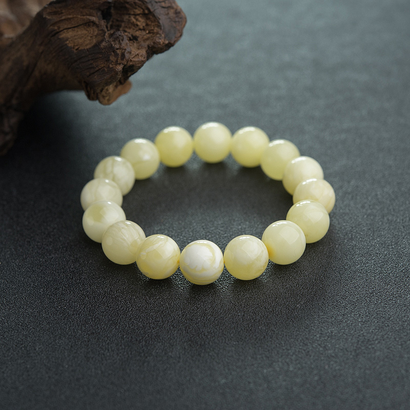 天然白花蜜蜡单圈手串-红掌柜