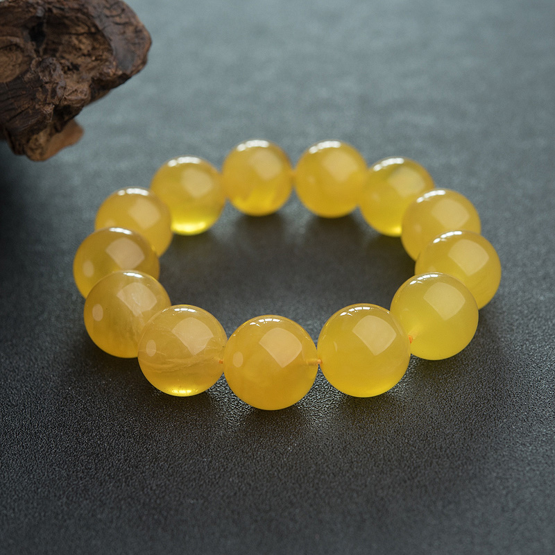 波罗的海17.5mm鸡油黄金绞蜜单圈手串-红掌柜