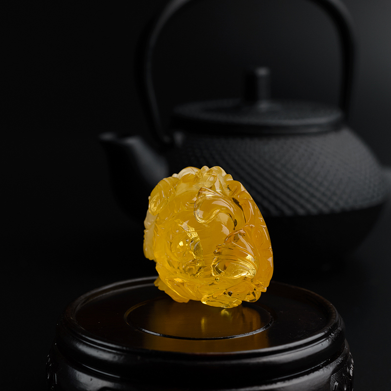 金绞蜜鸡油黄蜜蜡牡丹花吊坠-红掌柜