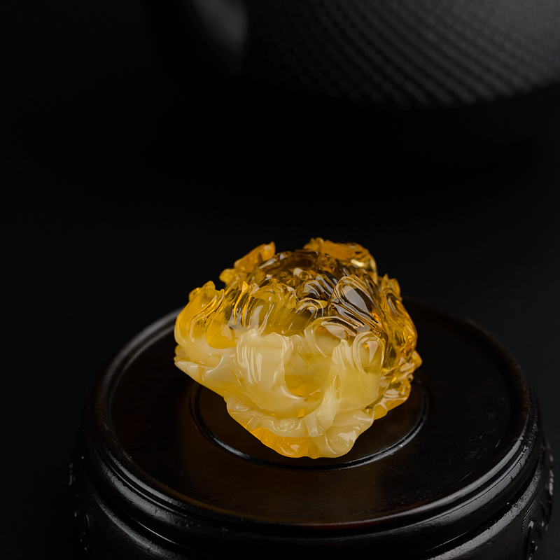 天然金绞蜜鸡油黄蜜蜡吊坠-红掌柜