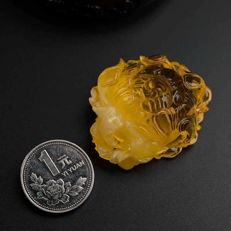 金绞蜜鸡油黄蜜蜡吊坠-红掌柜