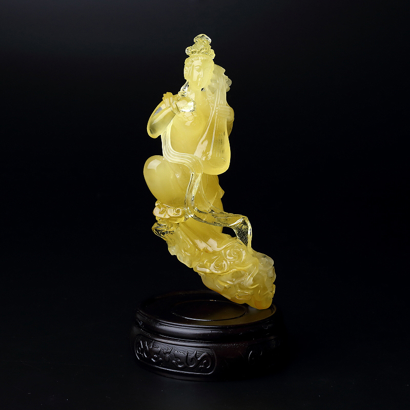 天然鸡油黄金包蜜飞天摆件 - 红掌柜