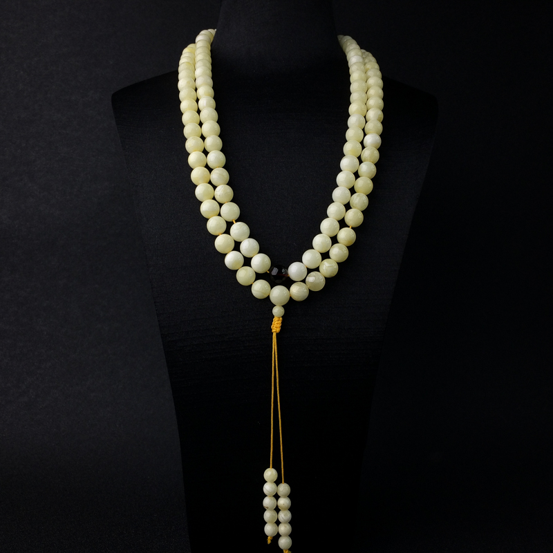 波罗的海天然9mm浅黄白蜜佛珠 - 红掌柜