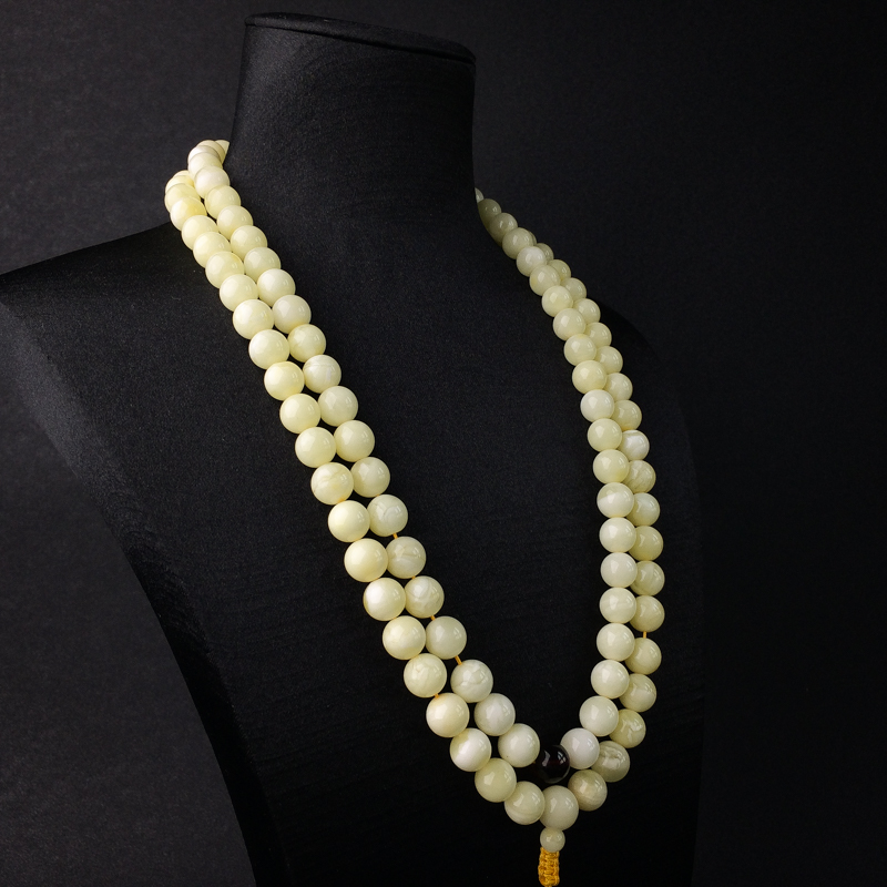 9mm浅黄白蜜佛珠 - 红掌柜