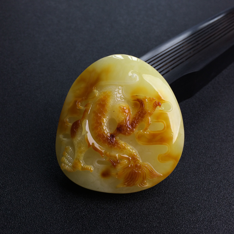 柠檬黄蜜蜡龙吊坠 - 红掌柜