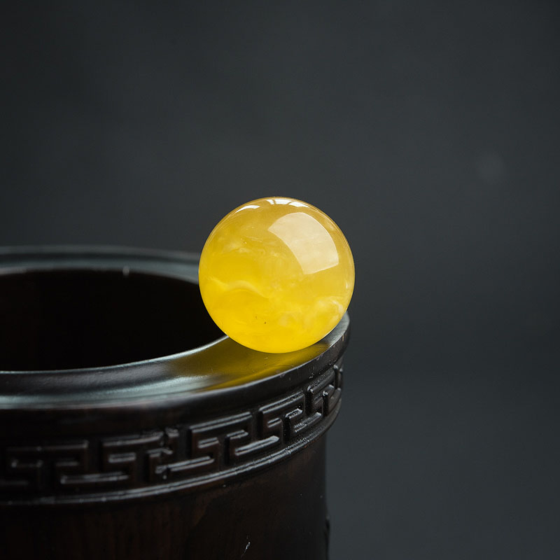 波罗的海褐黄蜜蜡圆珠-红掌柜