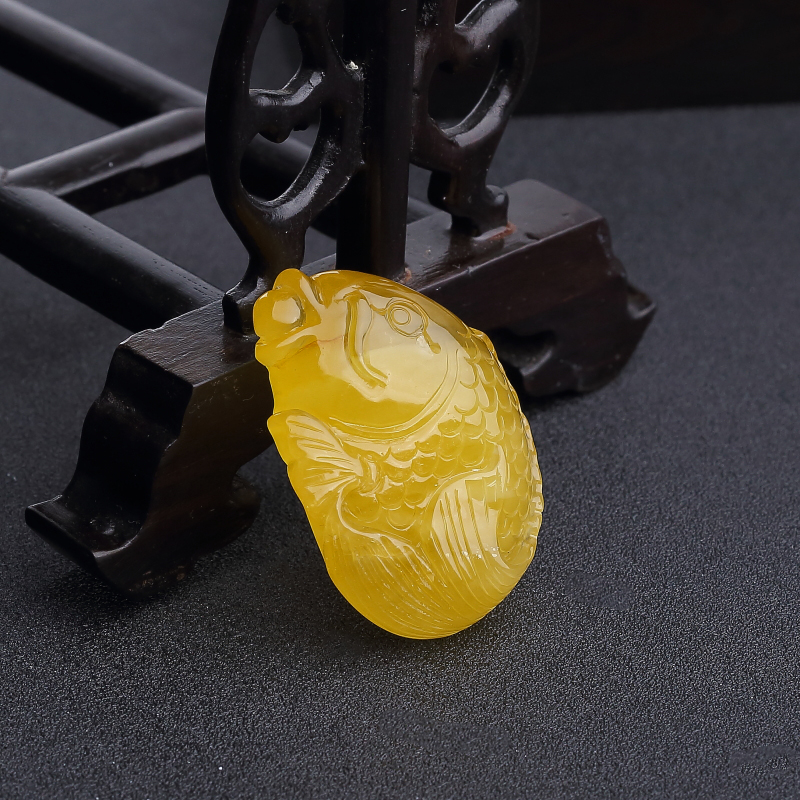 蜜蜡鲤鱼吊坠-红掌柜