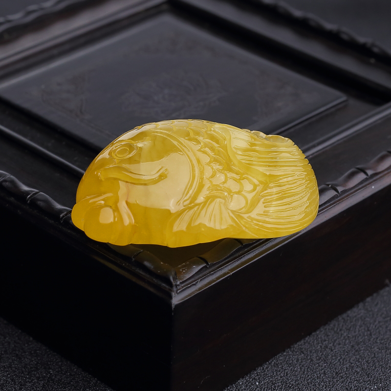 天然蜜蜡鲤鱼吊坠-红掌柜