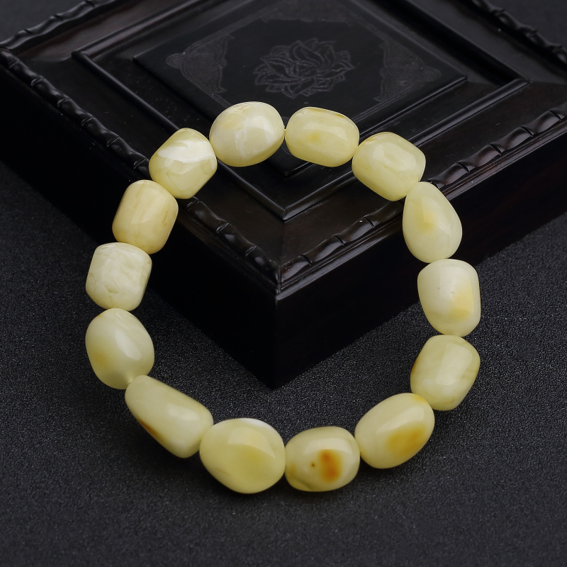 白花蜜蜡随形手串-红掌柜