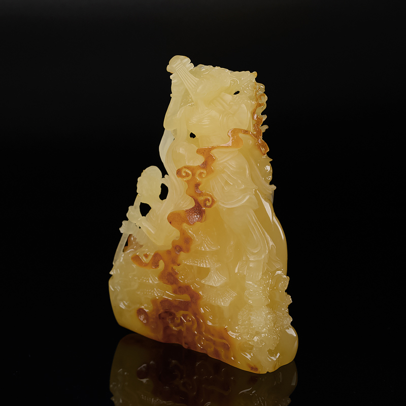 俏色蜜蜡飞天摆件-红掌柜