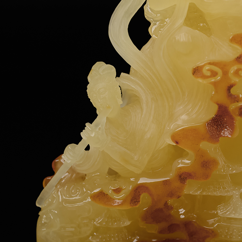 天然蜜蜡飞天摆件-红掌柜