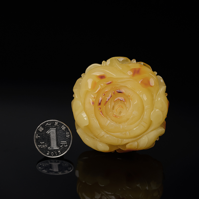 俏色蜜蜡牡丹花-红掌柜