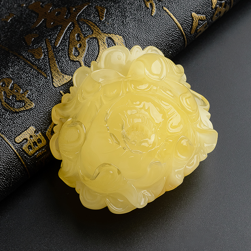 蜜蜡花吊坠-红掌柜珠宝