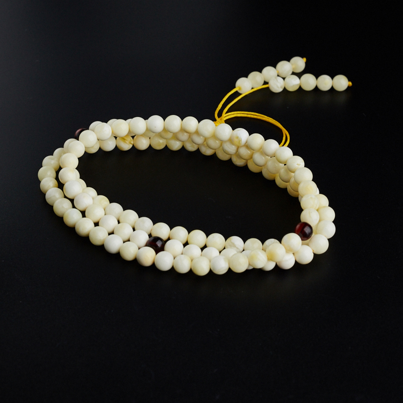 天然蜜蜡白花蜜佛珠-红掌柜