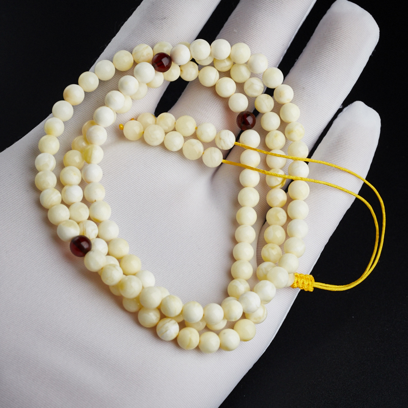 波罗的海蜜蜡白花蜜108佛珠-红掌柜